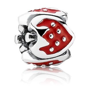 Retired Authentic Pandora Sweet Strawberry 🍓 Charm w/ red enamel 791091EN09